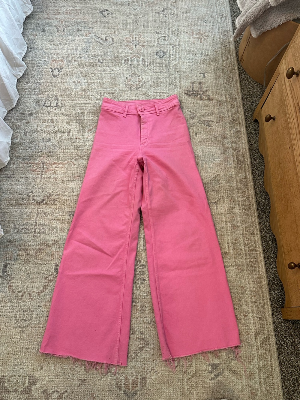 Zara Bright Pink High-Rise Straight-Leg Jeans